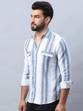 Striped Cotton Casual Shirt for Men-SF-990Blue